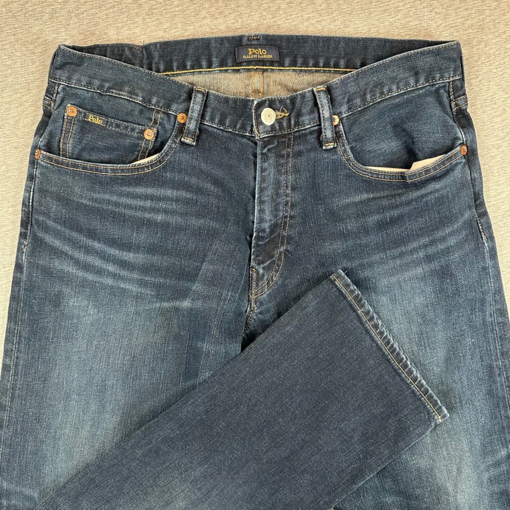 Polo Ralph Lauren Hampton Relaxed Straight Jeans Mens 33x32 Dark Wash Blue Denim